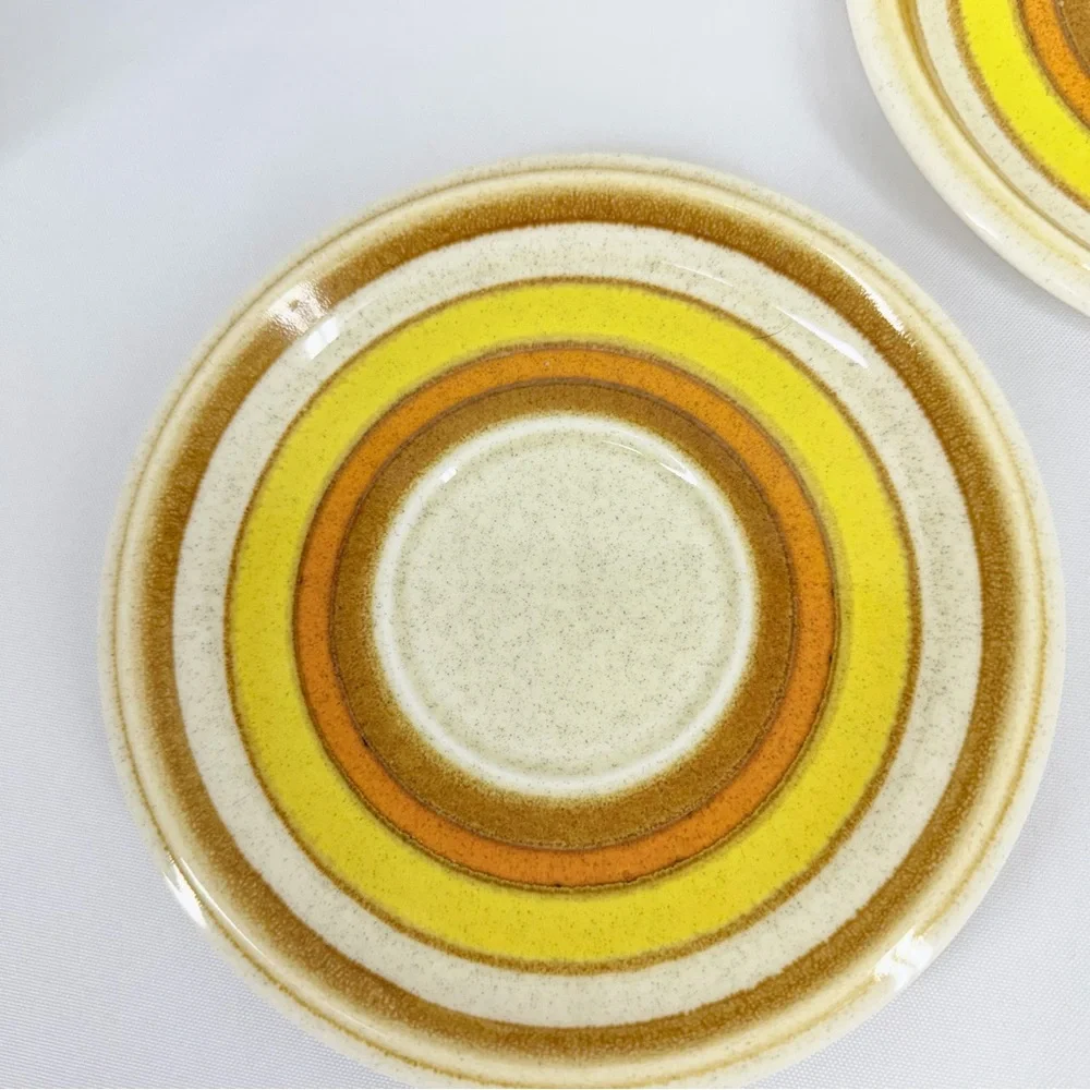 Vintage Mikasa Stone Manor Sun Circles Lot of 9 Coffee Tea Cups & Saucers
